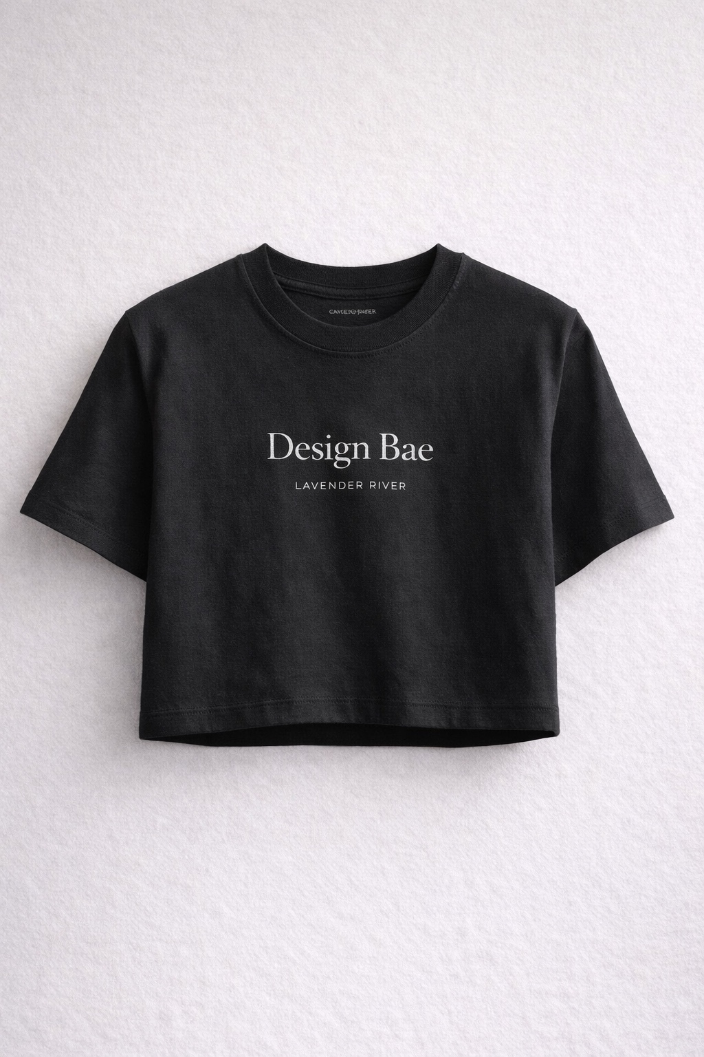 Design Bae crop tee — back reads Modern and Expensive is the Look