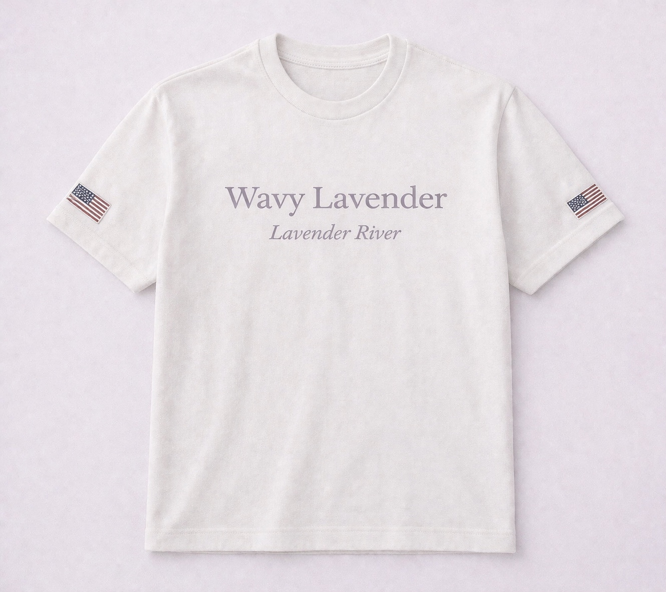 Wavy Lavender tee with US flag graphic